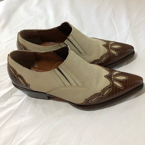 Nine West Vintage leather suede womens 7.5 western pointed toe booties shooties - Picture 1 of 11